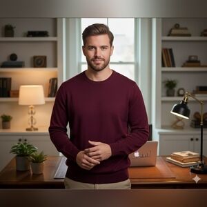 Club Room Men's Solid Crew Neck Merino Wool Blend Sweater